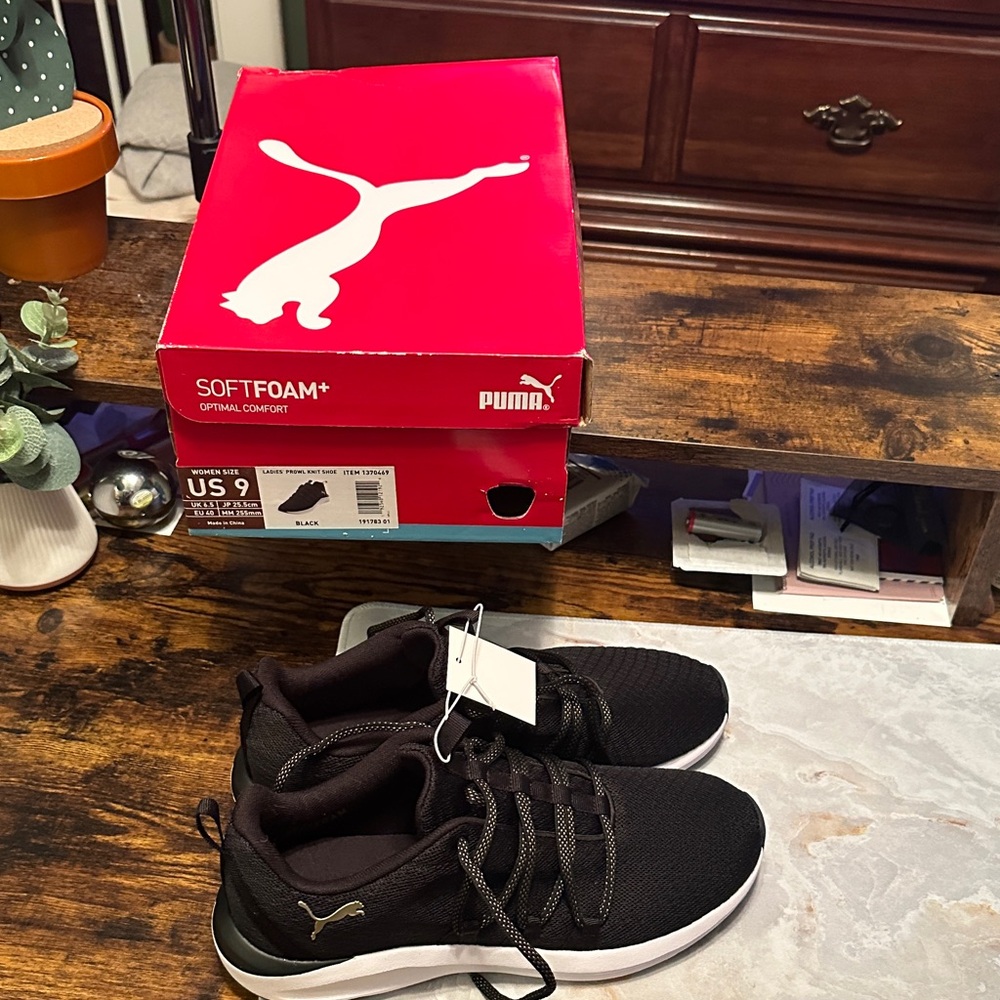 Puma Black Athletic Shoes with White Accents